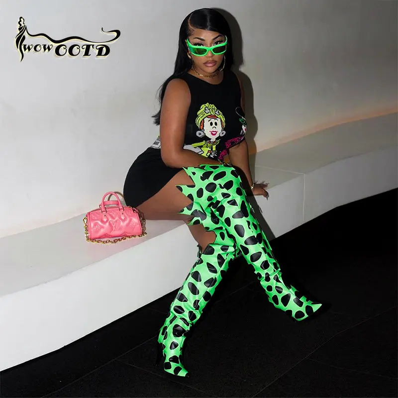 

WOWOOTD 2023 Amazon European and American Women's Summer Cartoon Print High Waist Casual Dress летнее платье больших размеров