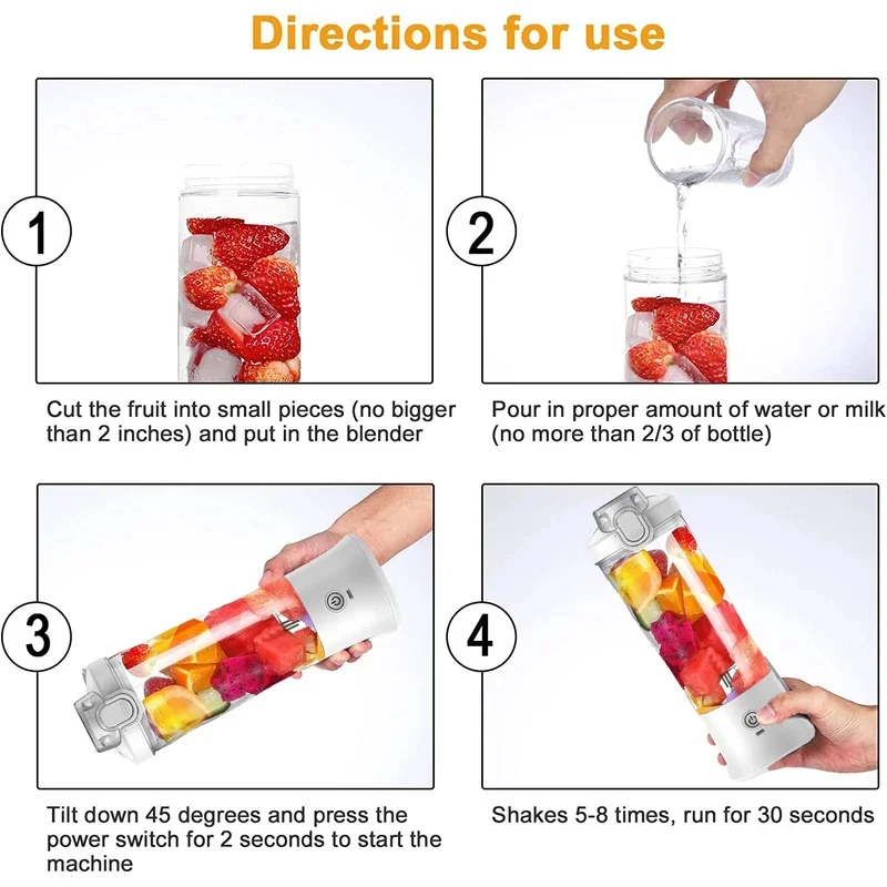 Fruit Juicer Portable Blender 600ML Electric Juicer Fruit Mixers 4000mAh USB Rejected Smoothie Mini Blender Personal Juicer fruit juicer