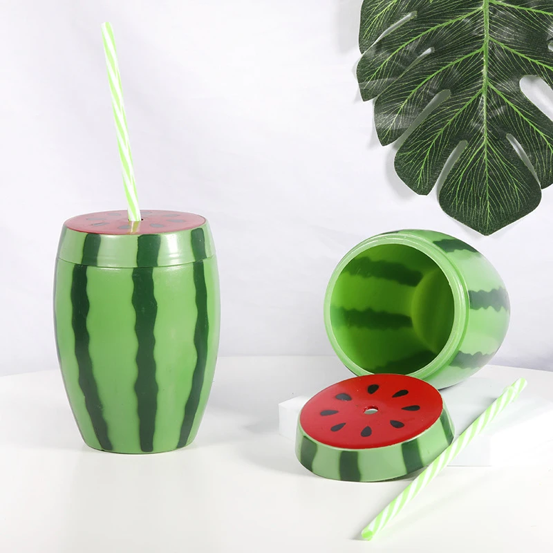 Description Picture 3 of itemWatermelon Shaped Cup with Lid Straw Juice Cup Durable Drinking Cups Lovely Party Cup Water Bottle & Cup Accessories