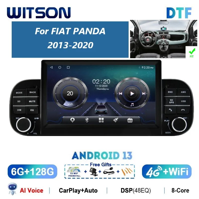 Witson Android 13 Autoradio Per Fiat Panda 2013-2020 Lettore Multimediale Per Auto Audio Stereo Navigazione Gps Video Carplay