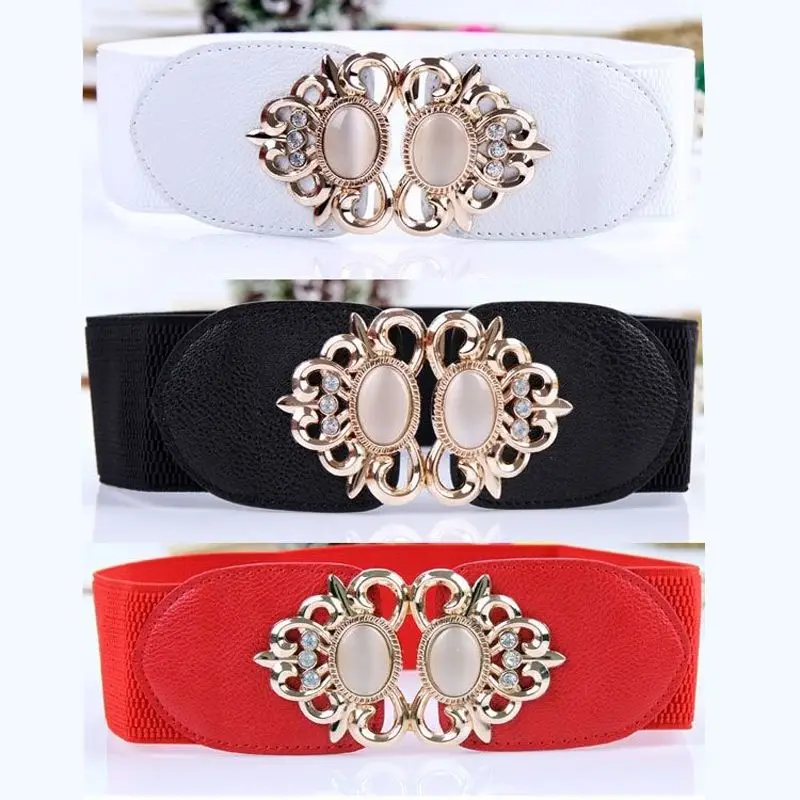 

Luxurious Brand Rhinestone Cummerbunds Waistband Women Elastic Belt Korean Fashion Vintage Corset Belt Robe New