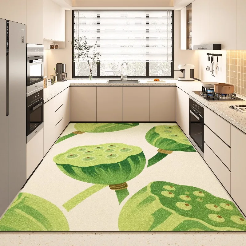 PVC Kitchen Floor Mat Modern Vegetable Creative Design Waterproof Oil-resistantbathroom Carpet Dirty Resistant Balcony Rug Tapis