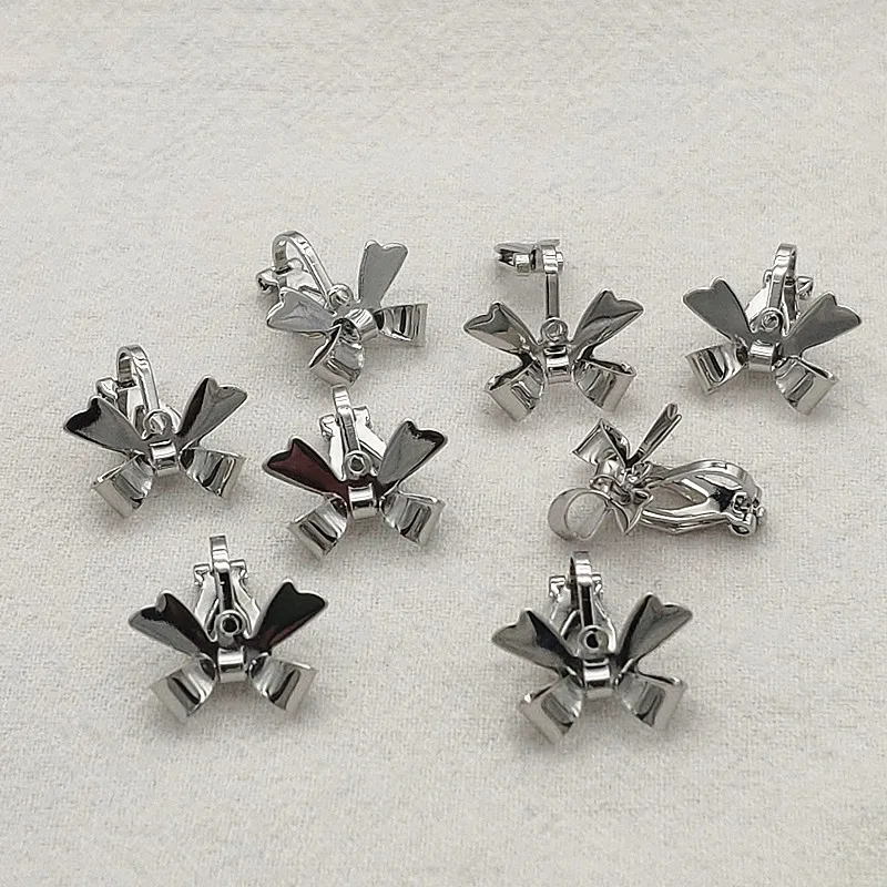 신상 구리 보우 모양 이어 클램프 커넥터, 수제 귀걸이, DIY 부품, 쥬얼리 부품 및 부품, 16x11mm, 100 개