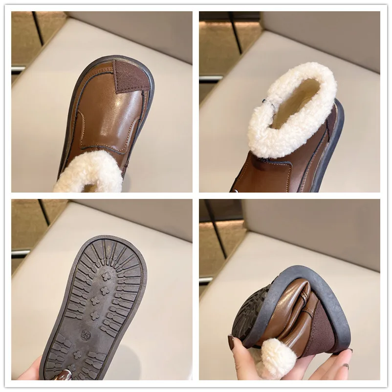 Girls Quilted Ankle Boots Winter Warm Non Slip School Boots