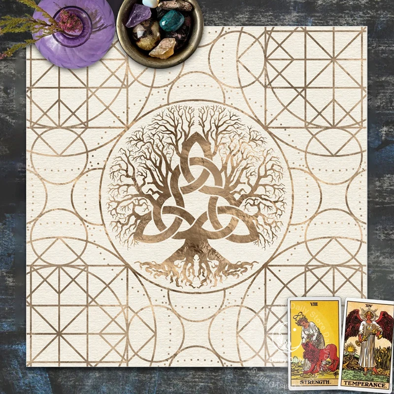 Tree of Life Pendulum Divination Altar Tablecloth Board Game Tarot Pad Rune Table Cloth Astrology Oracles Board Game Mat Square 2