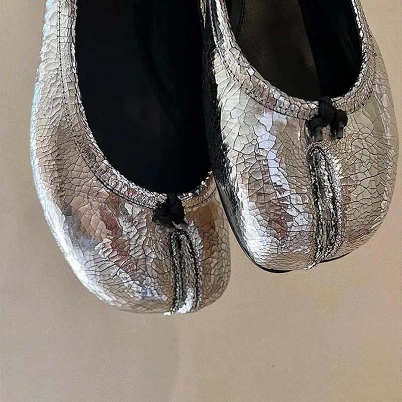 2024 Tabi Broken Mirror Ballerina Women Slip-ons Metallic Split Toe Ballet Flats Luxury Brand Designer Girls Casual Flat Shoes 6