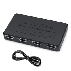 4K HDMI Splitter & Switcher Hub with HDMI Cable Adapter (1 in 4 out)