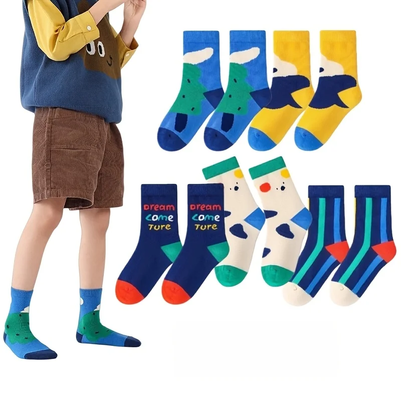 XJK Baby Socks Children Spring Socks Boys Funny Puppy Pattern Socks 5 Pairs Cotton Socks Kids Sock 2