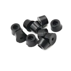 Set of 10 Durable Black Rubber Cabinet Feet Pads - 17 x 10mm Circular Design (Black )