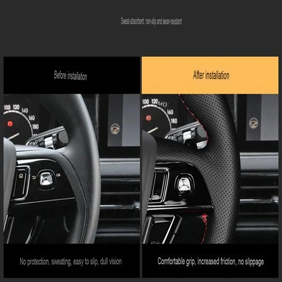DIY Hand Nähen Auto Lenkrad Abdeckung für 2020-2024 Mazda 3 CX-50 CX-30 Auto Echtes Leder Carbon faser Innen Zubehör – Detail 4