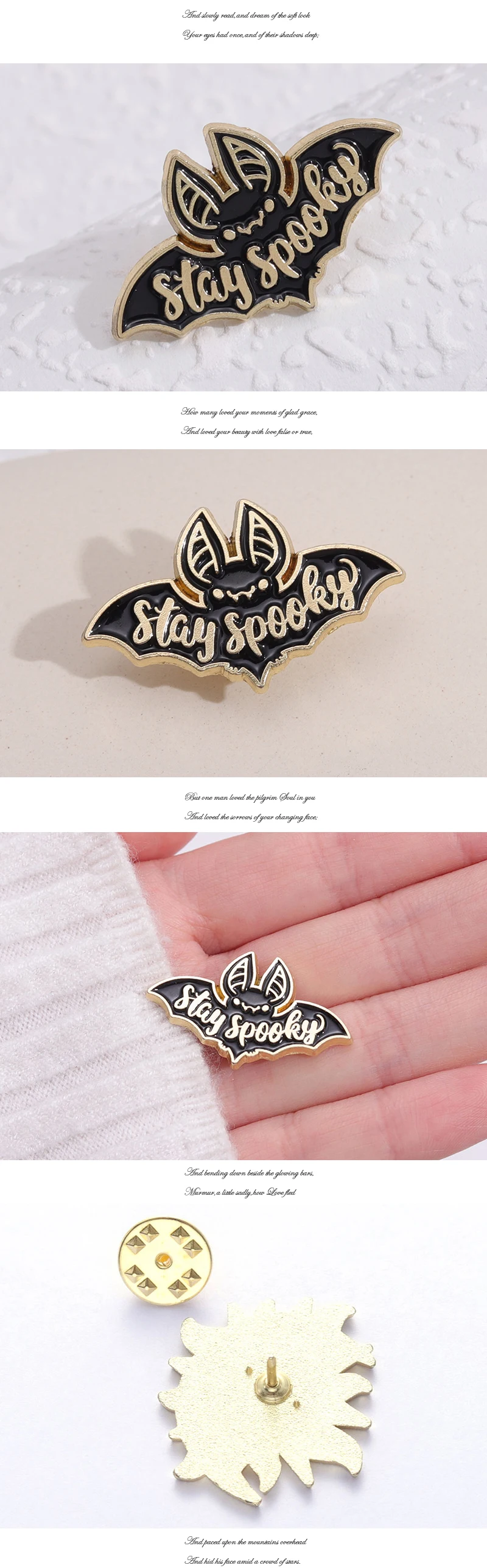 Bleiben gruselige Emaille Pins benutzer definierte schwarze Fledermaus Broschen Revers Abzeichen Punk dunklen gotischen Schmuck Geschenk für Freunde – Detail 2