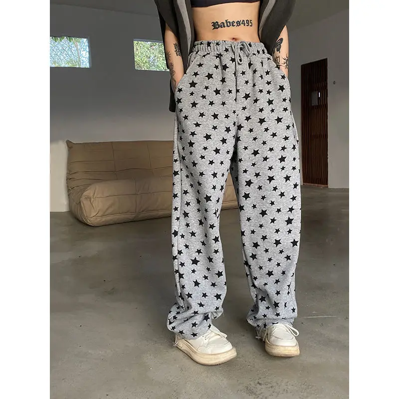 Vintage Stars Women Casual Pants High Waist Y2k Streetwear Sweatpants Korean Fashion Baggy Sports Trousers Kawaii 90s Aesthetic игра instant sports all stars switch