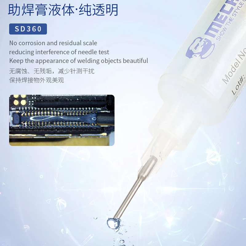 MECHANIC Icing SD360 10cc No-Clean Transparent Solder Paste Welding Advanced Oil Flux For PCB SMD BGA SMT Soldering Repair Tool mechanic 10cc no clean flux for soldering liquid paste iphone cpu demolition special bga rework welding oil needle