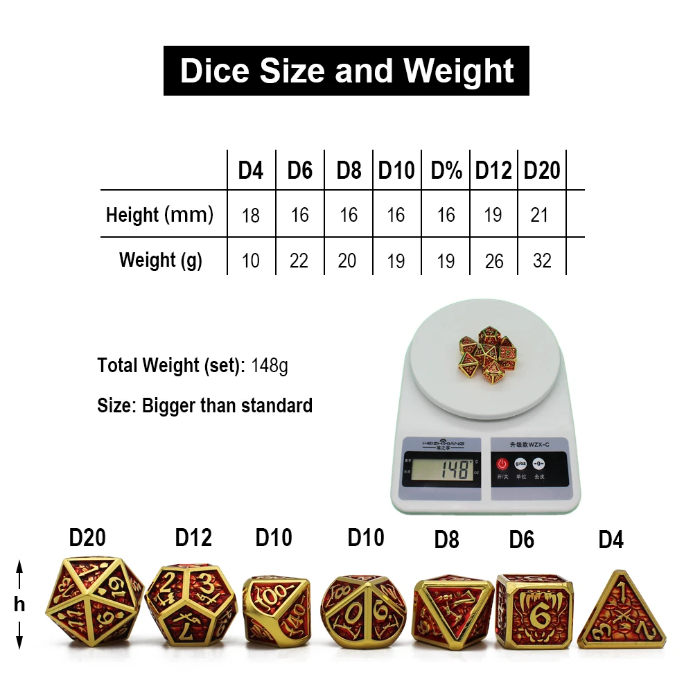 Game Dice Dice Set 7 Pcs Galaxy Metal D&D Dice Metal DND Dice Polyhedral Dice Set for Role Playing Game Pathfinder
