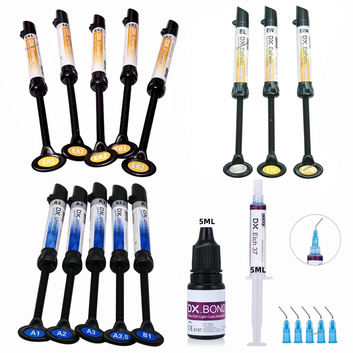 

Dental Dentex Light-Cure Resin Bonding Universal Esthetic Composite Kit Ortho Adhesive Glue Dentine Enamel Shade Etch Gel