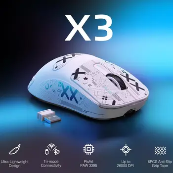 ATTACK SHARK X3 Lightweight Wireless Gaming Mouse, 49g Tri-Mode,PAW3395 26K DPI Sensor, 200h Battery Life,5 Programmable Buttons 1