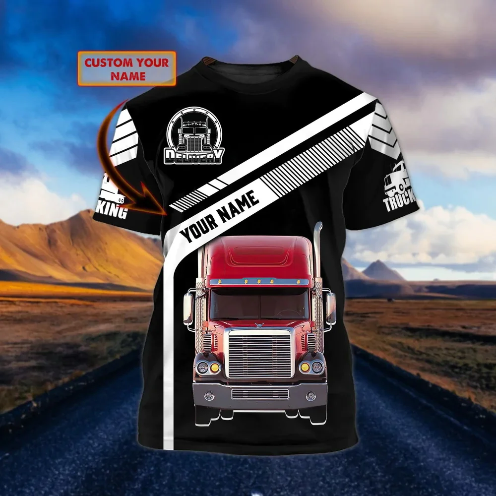 PLstar Cosmos Sommer Herren T-Shirt Trucker Personalisierter Name 3D-Druck T-Shirt Unisex Casual Kurzarm Truck Driver Geschenke DW88 – Detail 21
