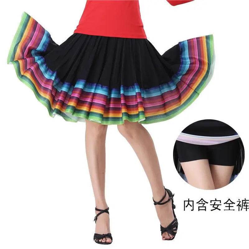 Summer New High Waist Pleated A-line Skirt Contrast Patchwork Loose All-match Plus Size Skirts Vintage Casual Women Clothing