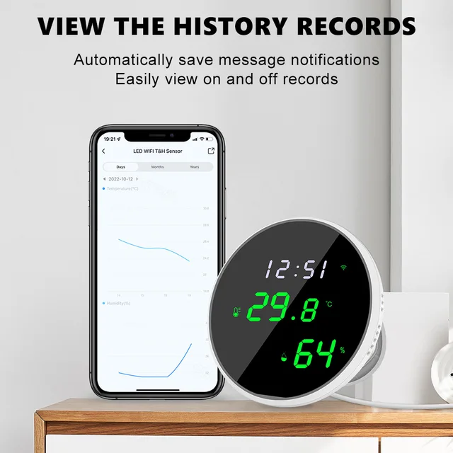 Tuya USB Smart Temperature Humidity Sensor WiFi APP Remote Monitor for Smart Home Smart Life, Works With Alexa, Google Assistant 5