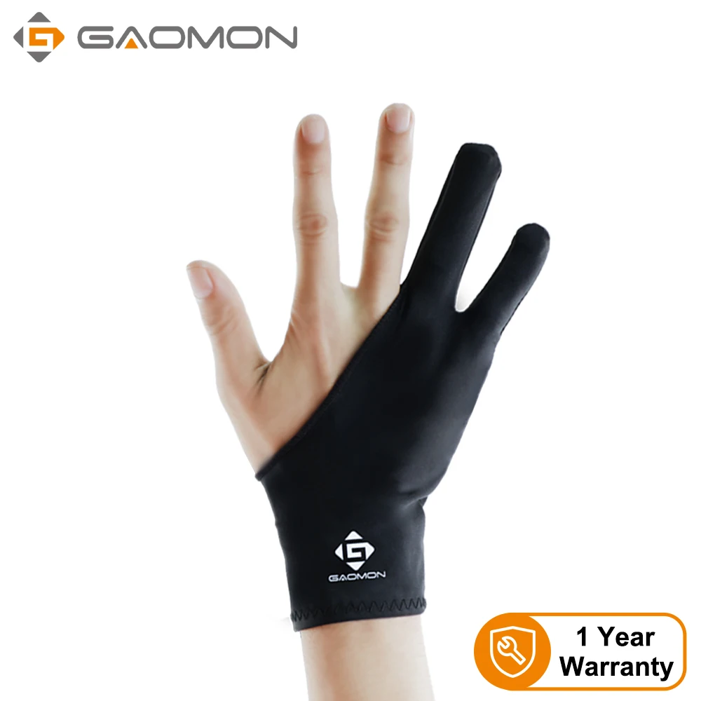 Gaomon Dois Dedos Anti-skid Preto Artista Lycra Luva para Gráficos Tablet Caixa de Luz Led Pen Display-tamanho Livre