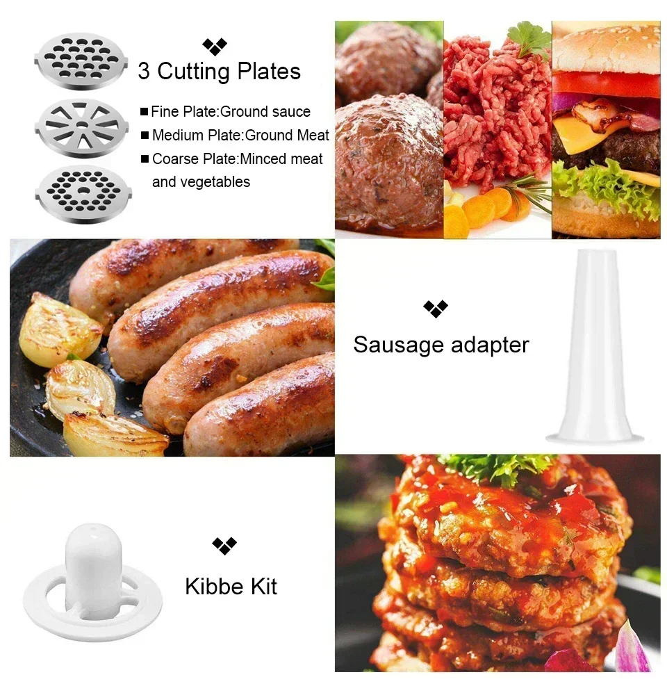 Electric Meat Grinder Powerful Heavy Duty Meat Mincer hot dogs Grinder Stainless Steel Food Processor Sausage Stuffer 3