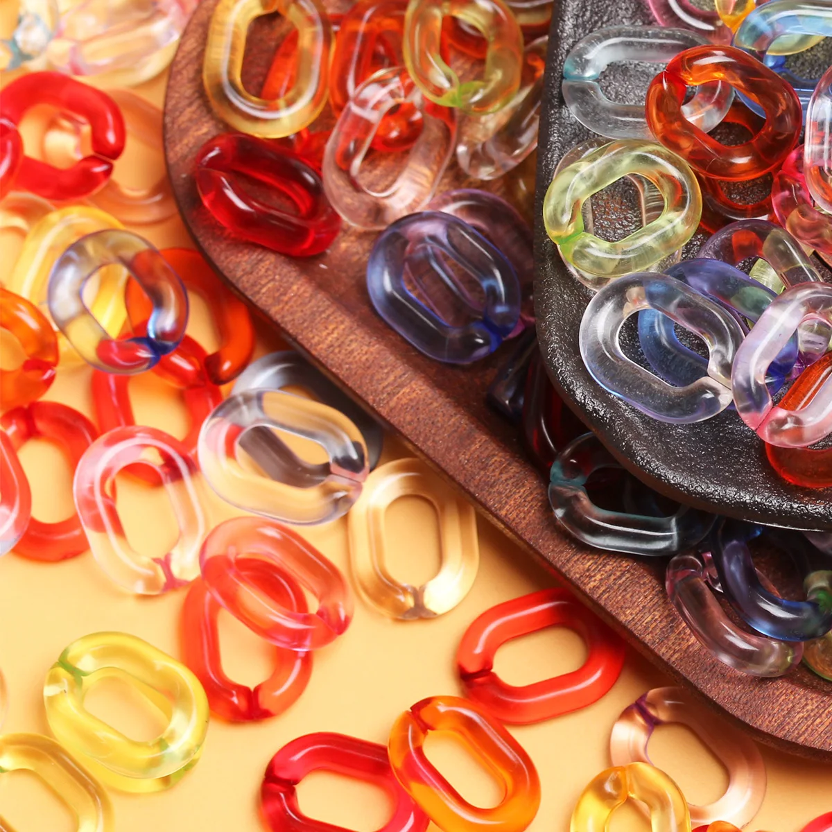 500g/pack About 720pcs Multicolor Acrylic 15*19mm DIY Chain Beads Jewelry Accessories For Bag Phone Chain Making Wholesale