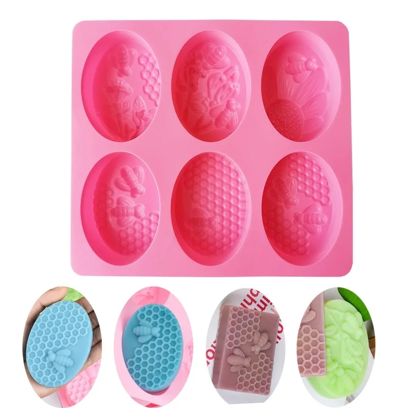 3D Insect Bee Silicone Soap Mold Oval Handmade Soap Making Supplies Diy Floral and Botanical Honeycomb Cake Baking Tools silicone mold baking mold