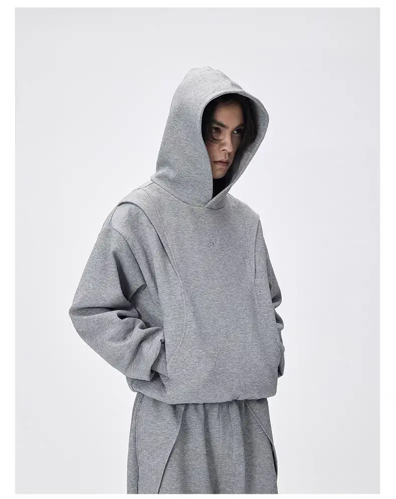 C  Loose leaf cutting hoodie space cotton polyester material embroidery logo casual minimalist cleanfit -
