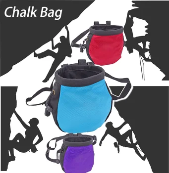 Rock Climbing Chalk Bag with Belt and Zipper Pocket for Fitness GYM Weight Lifting Hunting Bouldering Magnesia Sack Multi-Color