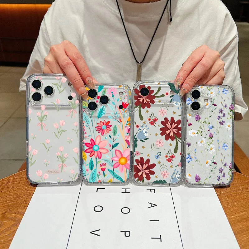 Korean Floral Leaves Clear TPU Phone Case