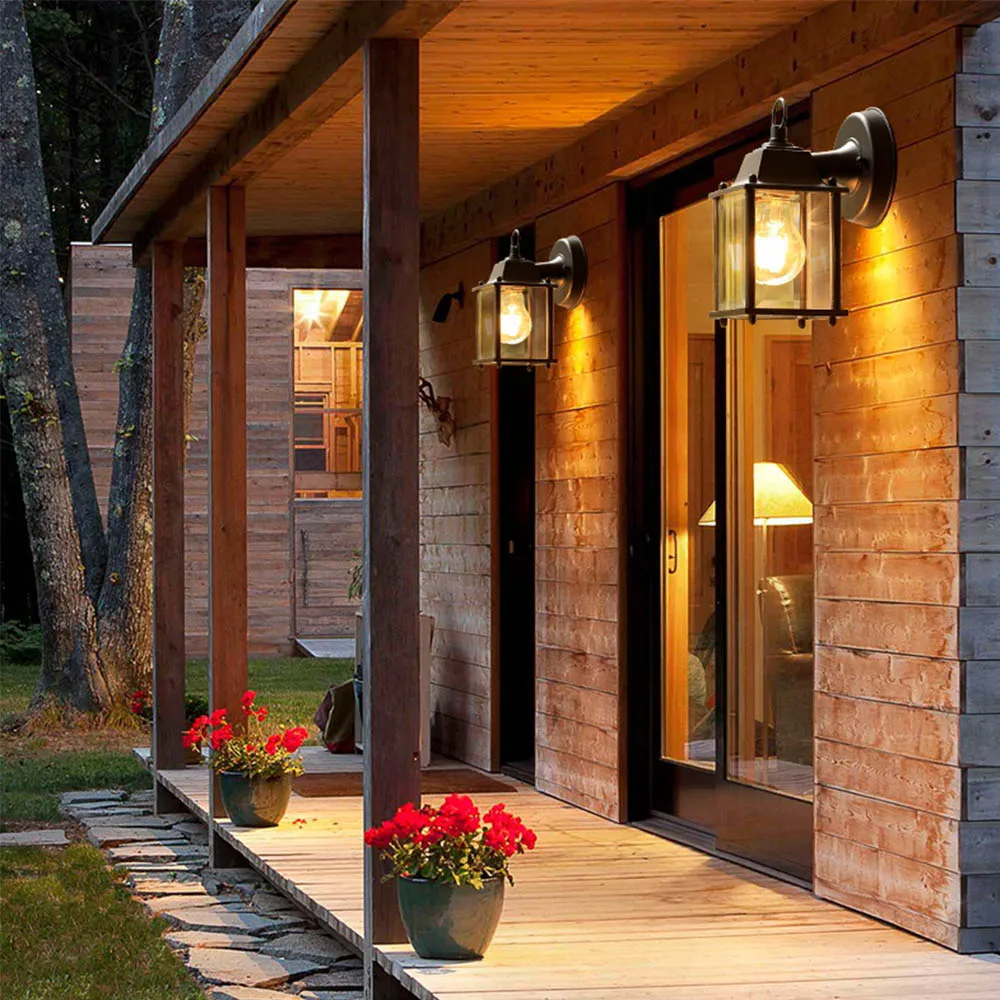 European Style Retro Outdoor Wall Light Sconce Lamp Waterproof Garden Decoration Outdoor Vintage Porch Lamp Black
