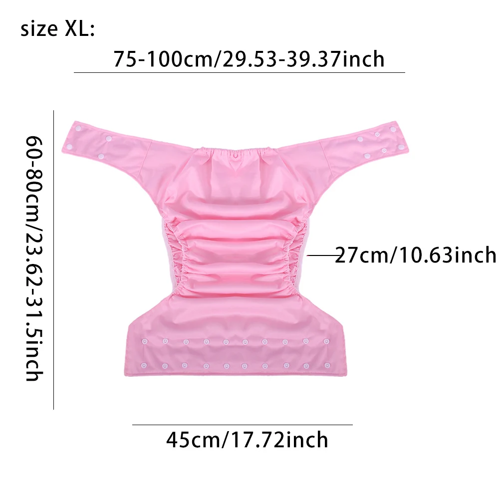 2PC Suede Cloth Adult Diaper with Insert Reusable Incontinence Waterproof Pants Leakproof Protection Cloth Diapers For Elders 3