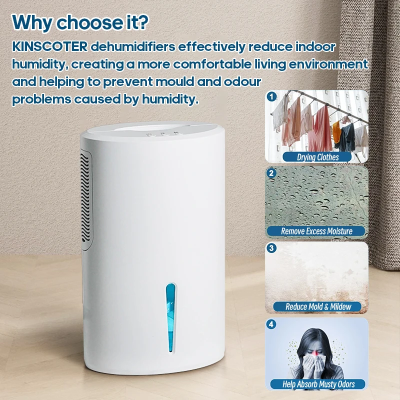 Small Air Dehumidifier 2L 68 OZ Portable Electric Dehumidifier with Drain Hose Quiet Auto Shut Off for Basement Bathroom Office