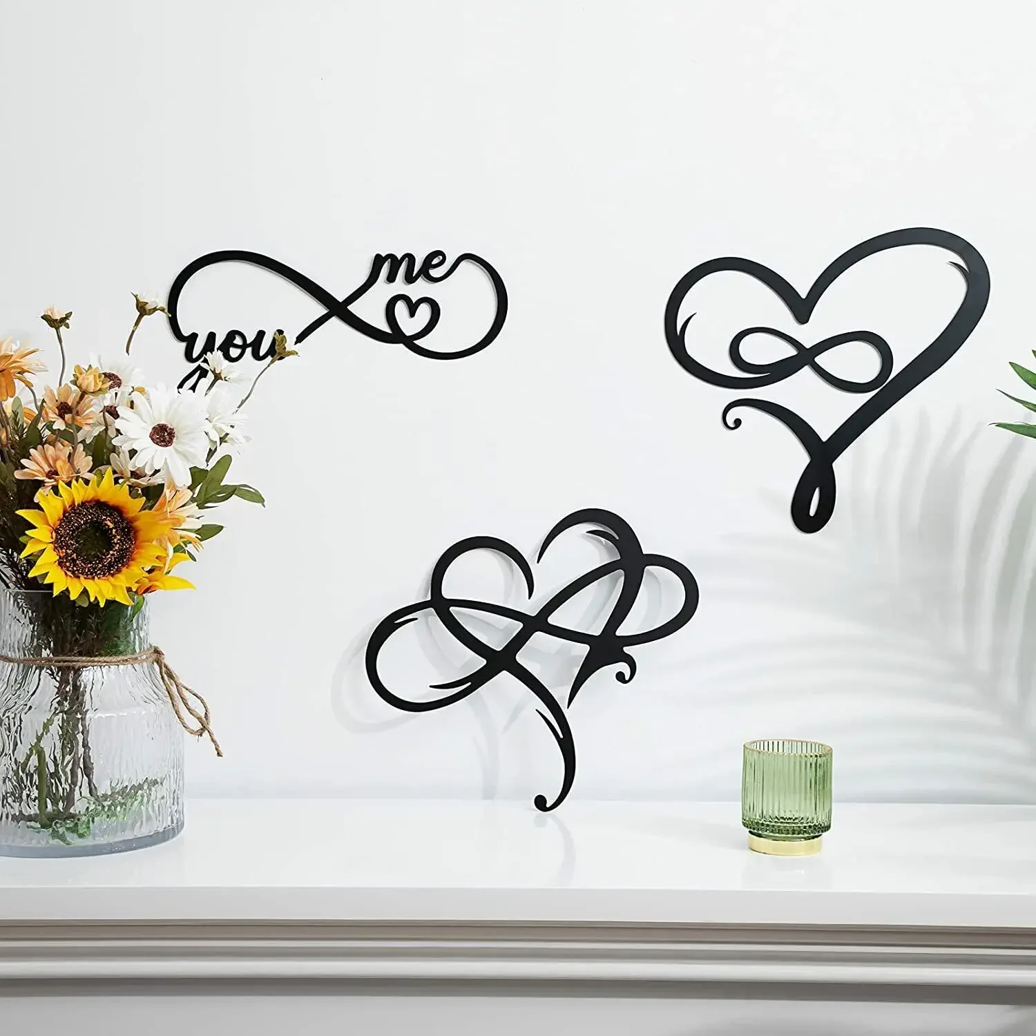 

3 Pieces Infinity Heart Wall Decor Iron Crafts, Love Wall Metal Sign Heart Shaped Wall Art