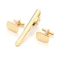 High-end Gold Color Cufflink Tie Clip Set Cufflink Shirt Collar Clip Men's Business Luxulry Jewelry Wedding Accessories 3