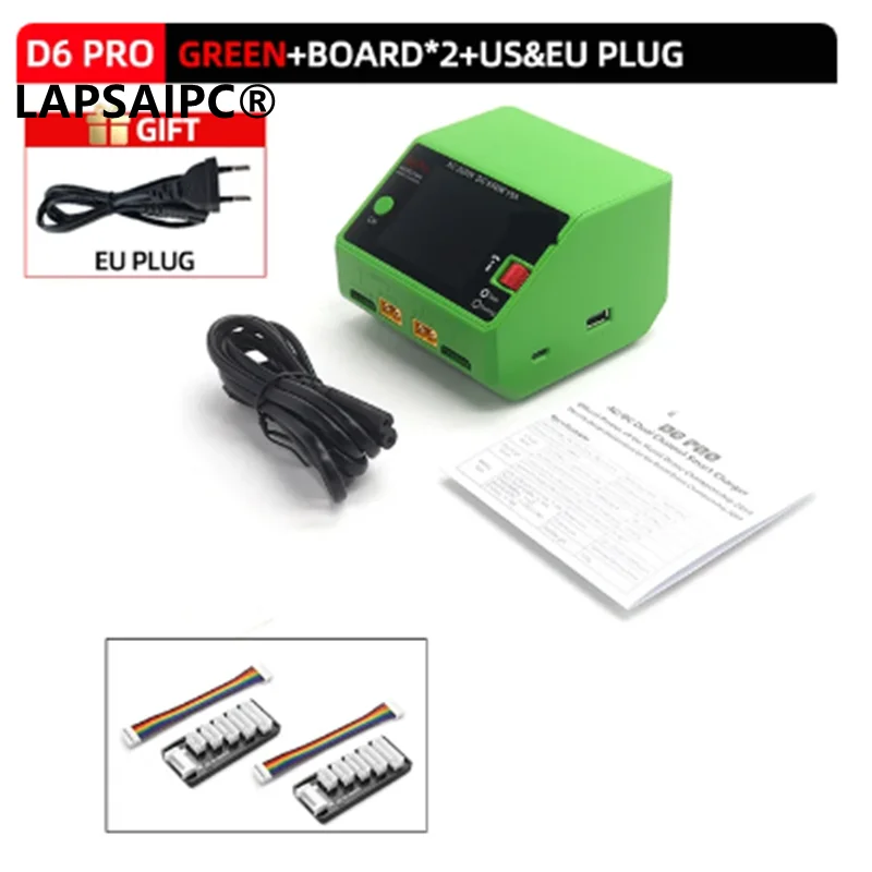 

Lapsaipc for HOTA D6 Pro Smart Charger US/EU Dual Channel AC200W DC650W 15A Lipo/Nicd/NiMH/NiZn Battery Charger iPhone RC FPV