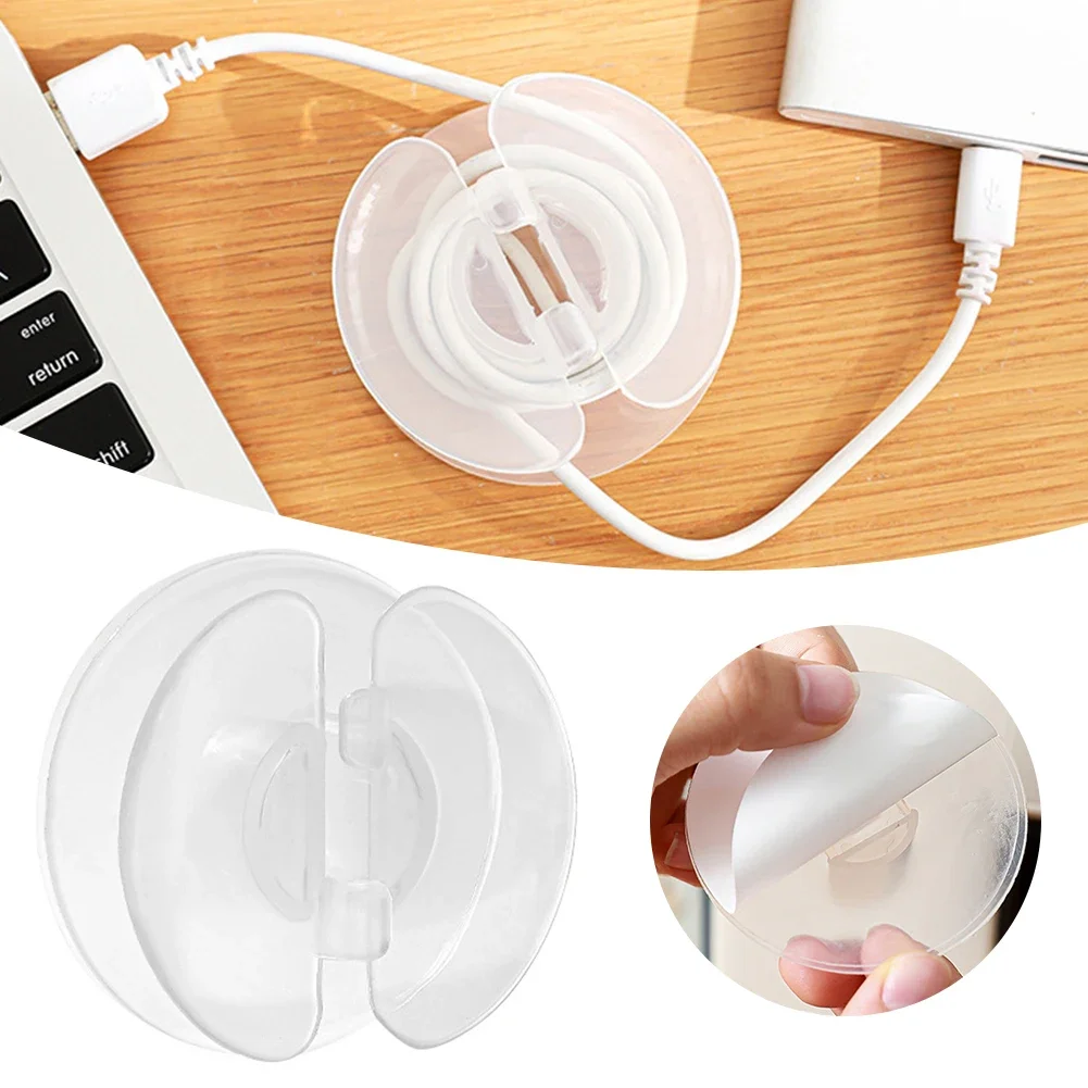 1PC-6PCS Unch-Free Transparent Storage Rack Multipurpose Self-Adhesive Data Cable Hook For Living Room Kitchen Accessories