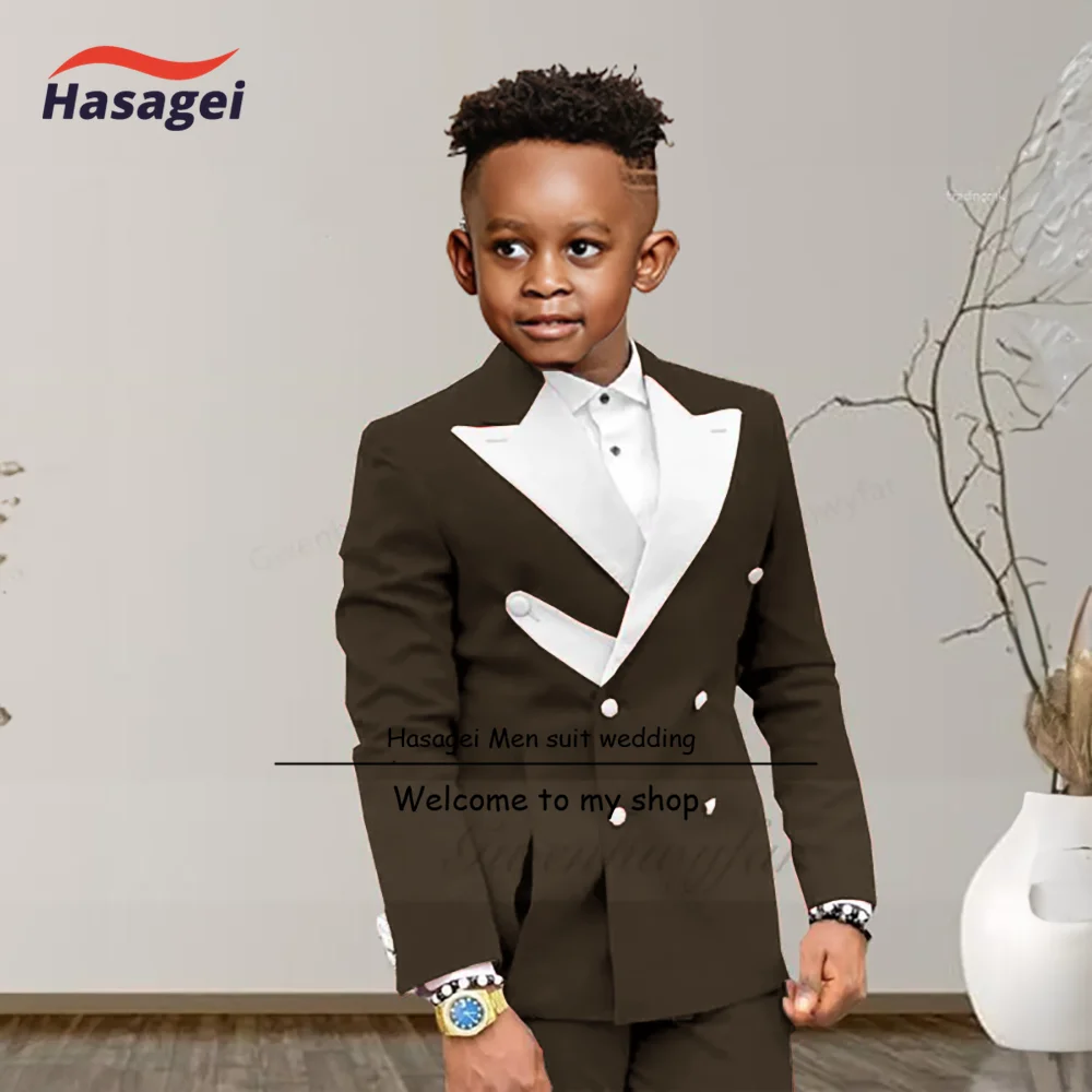 Boys Formal Suit Set Boys Suits Fashion Luxury Red Suit Set White Pointed Collar Buckle With Double Row Front Slotted Business Casual