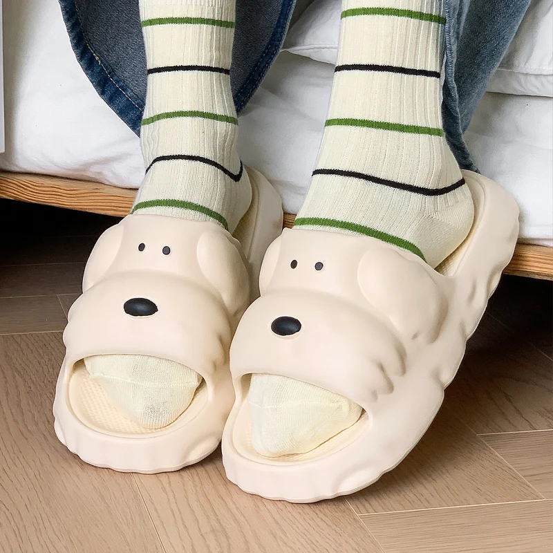 Tongs de plage à semelle épaisse pour femmes, motif dessin animé