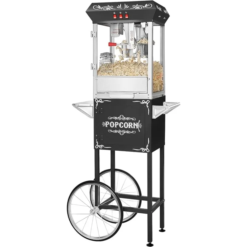 

Great Northern Popcorn Black 8 oz. Ounce Foundation Vintage Style Popcorn Machine and Cart