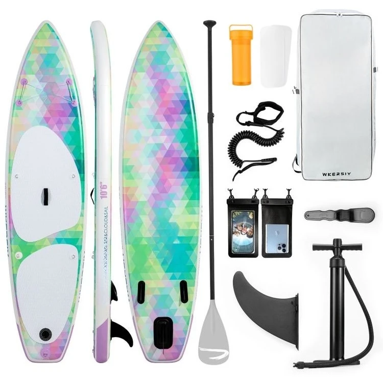 320 cm großes aufblasbares vertikales Paddelbrett SUP-Board mit abnehmbaren Lamellen, geeignet für Erwachsene/Kinder