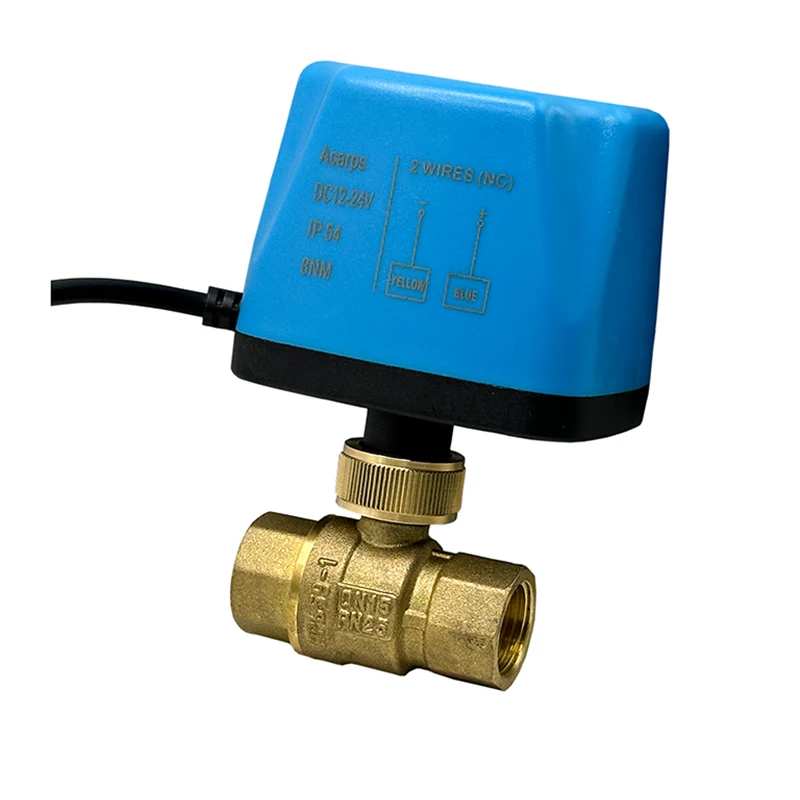 1/2" 3/4" 1" Normally Closed Full Bore Motorized Ball Valve 220V 12V 24V 2-Wire Brass Electric Ball Valve Big Orifice Body