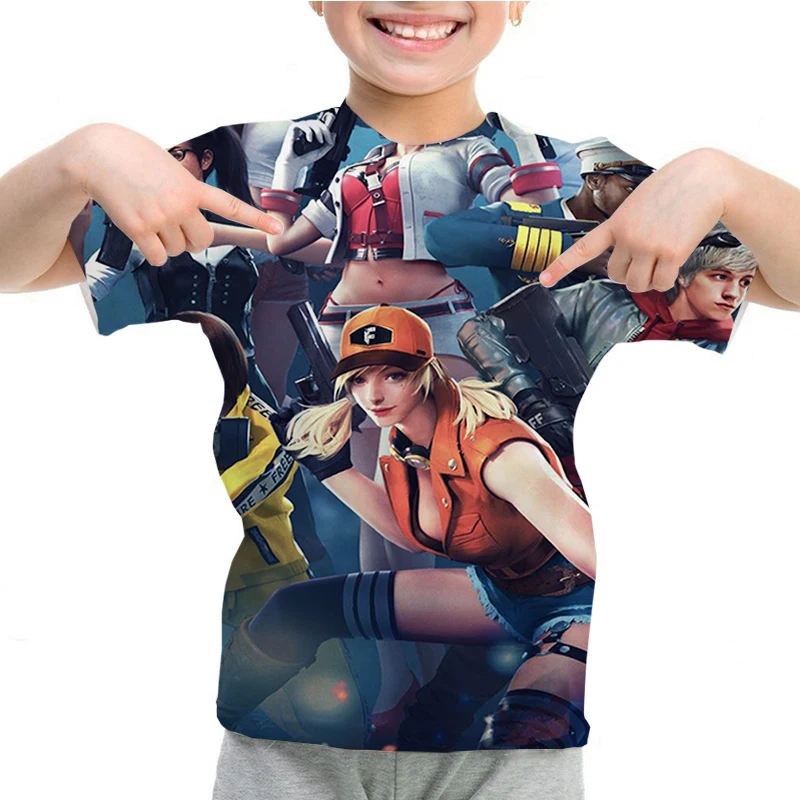 thumbnail image 1 of Camiseta con estampado 3D para niños, camiseta Free Fire 3D, camisetas casuales, camiseta de verano de manga corta con cuello redondo, ropa para niños Y2K, camiseta para niños, 1 of 5