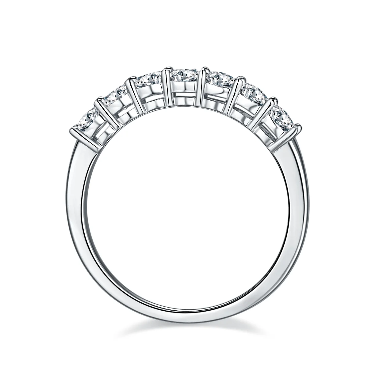 HanYu Jewelry 925 Sterling Silver Melee Moissanite Diamond Row Rings for Wedding Engagement 0.7ct D Color VVS1 Women Rings