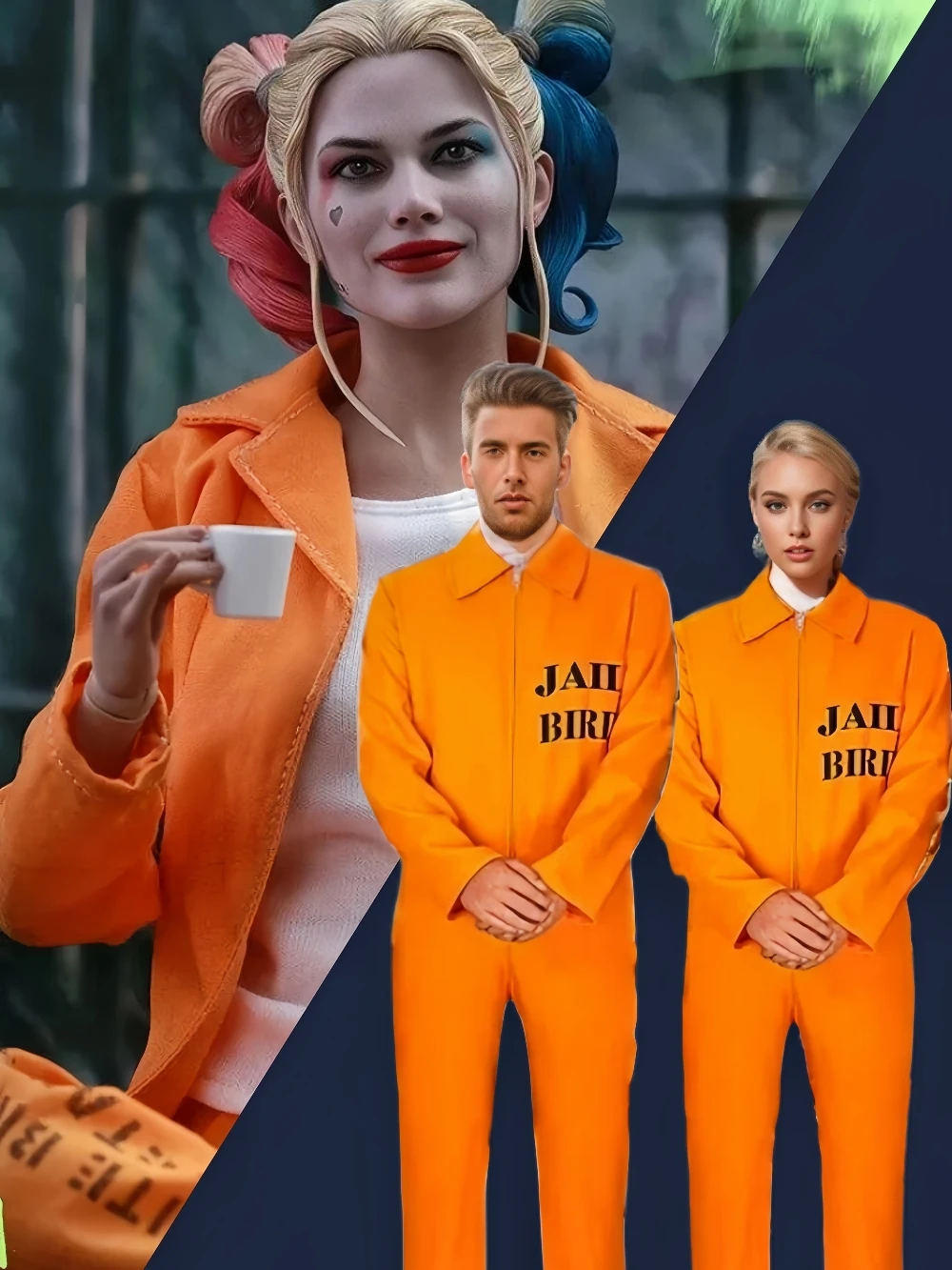 Prisoner Jumpsuit Suit Cosplay Halloween Carnival Party Outfits Jailbird Inmate Bodysuit Orange Prison Criminal Inmate Outfit