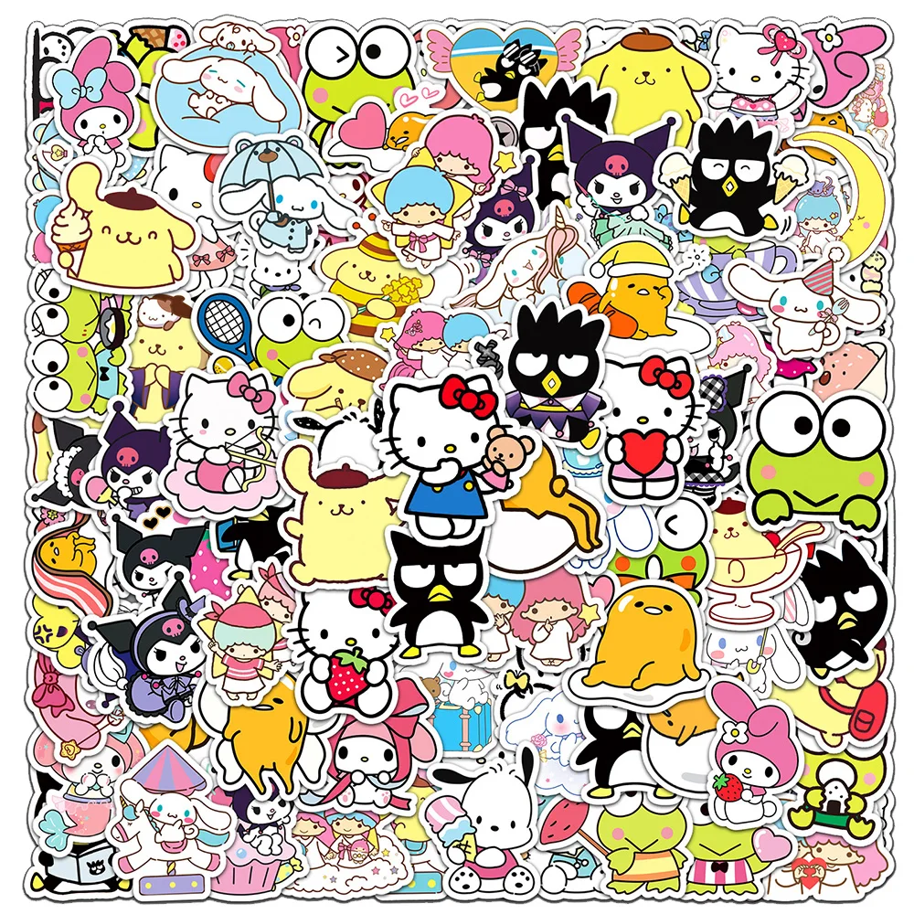 

10/30/50/100pcs Mixed Sanrio Anime Graffiti Stickers Cute Kuromi My Melody Sticker Phone Laptop Suitcase Cartoon Kids Decals Toy