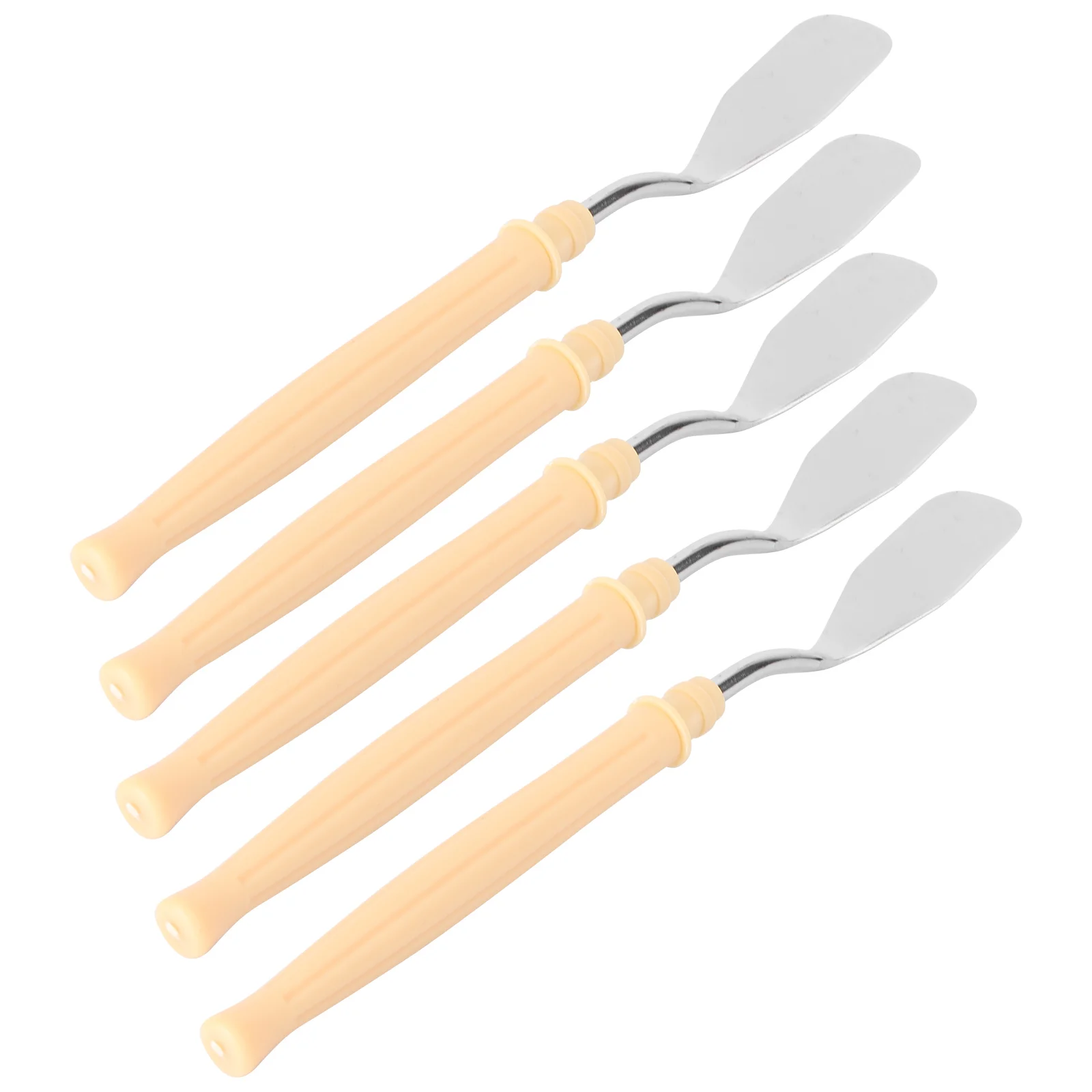 

5 Pcs Palette Knife Paint Scraper Gouache Spatula Tools Stainless Steel Color Mixing Metal with Plastic Handle