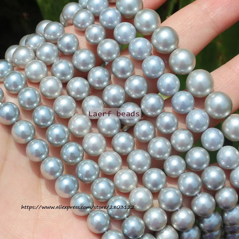 8 10 12mm Perline Rotonde Di Perle Di Conchiglia Color Oro Regali Fai