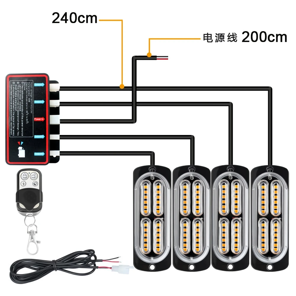 4 LED 4W Strobe Flash Light Stroboskop Blitzer Slim Flash Light Lampe  Blitzlicht Blinker LKW Truck Lamp 12-24V