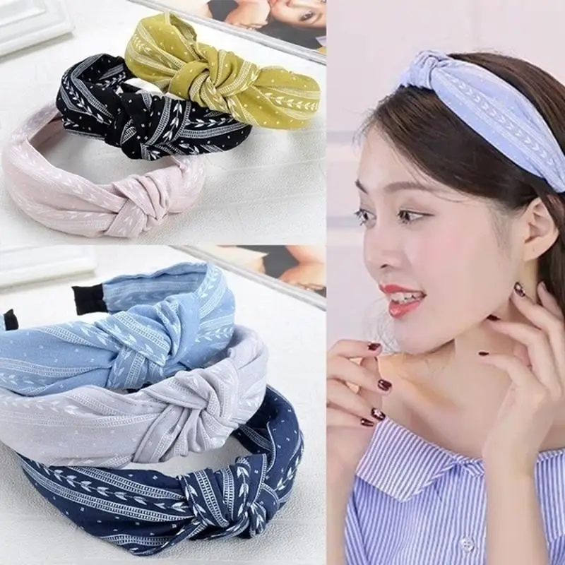 Fashion Knotted Headbands for Women Girls Solid Color Hair Band Simple Cross Knot Hairbands Hair Hoop Hair Accessories for Women